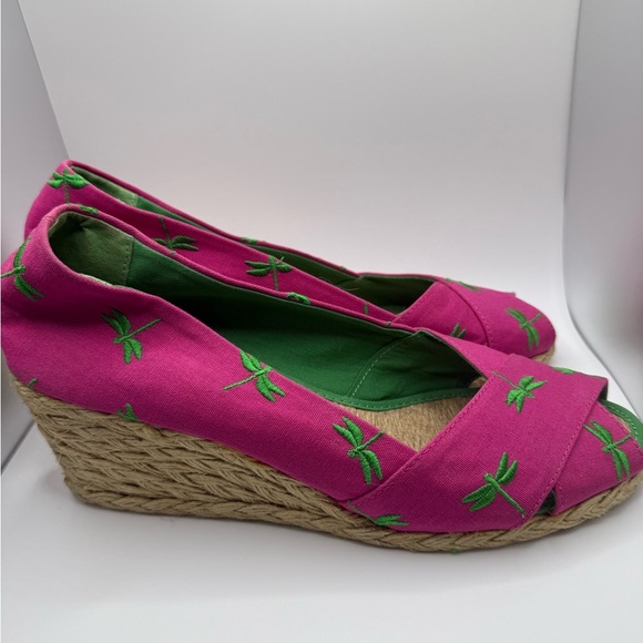 Lauren Ralph Lauren Pink Espadrille Flats with Green Embroidery size 9 - Picture 4 of 8